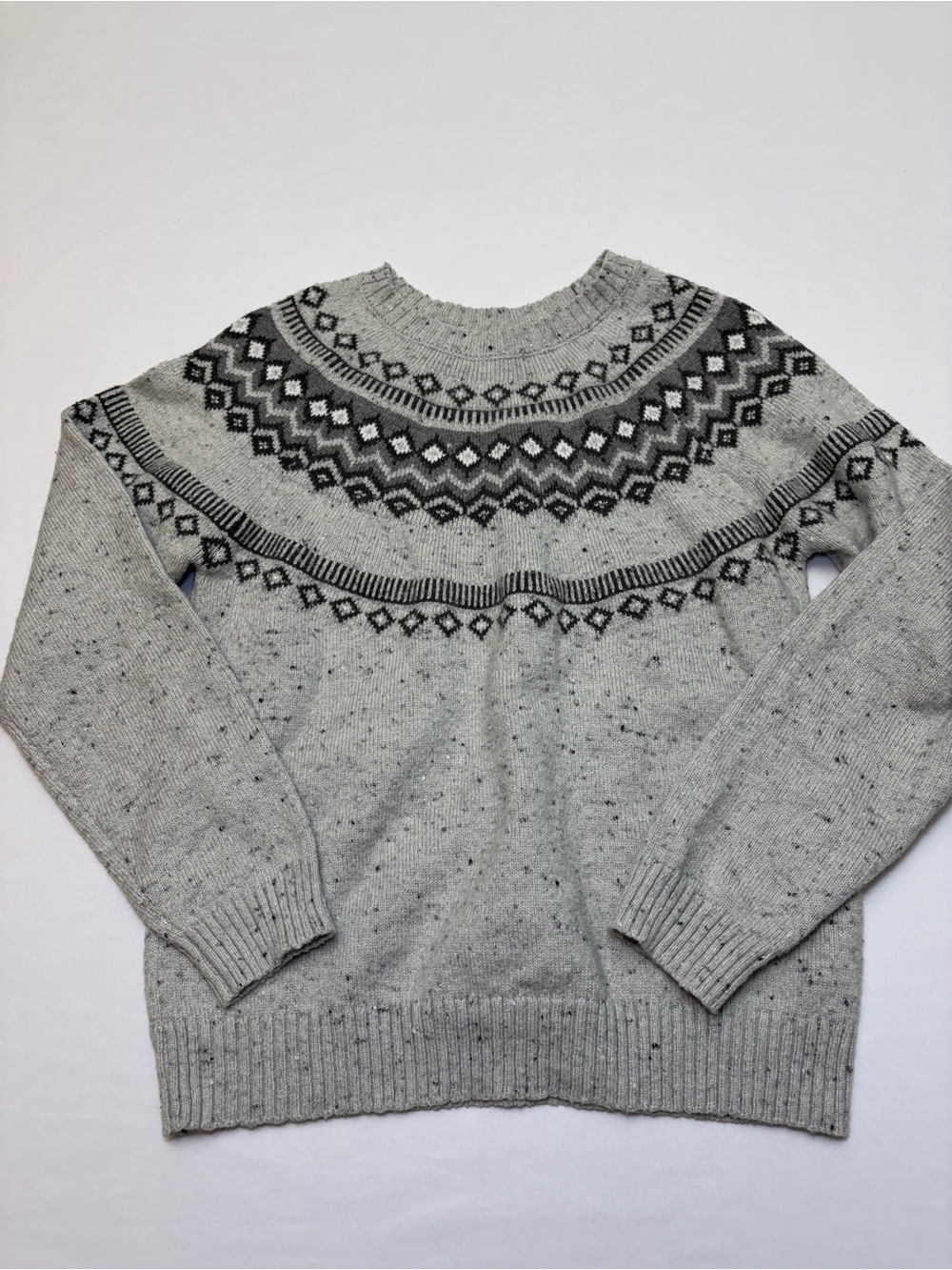 Weatherproof Vintage Fair Isle Crewneck Sweater Gray Black Size Medium M